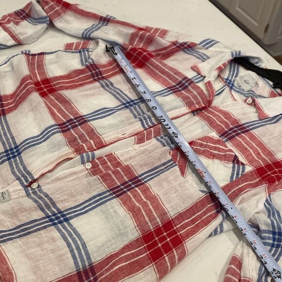 Rails Charlie Carmine Blue White Red Plaid Lightweight linen Button-Up Shirt - Picture 10 of 10